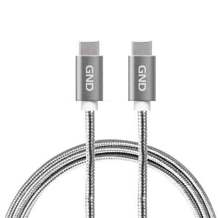 USB kabel GND USB-C / USB-C 3.1, PD, 2m, opletený, šedý