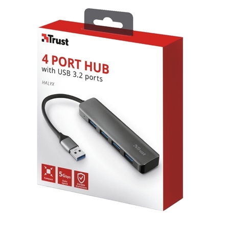 USB Hub Trust Halyx USB/ 4x USB 3.2 - stříbrný (8)