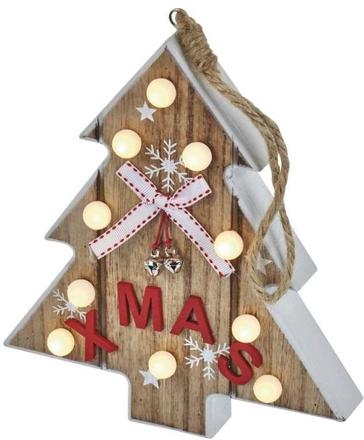 Vánoční osvětlení Emos ZY2078 LED vánoční stromek dřevěný, 23cm, 2x AAA, teplá bílá, čas. (1)