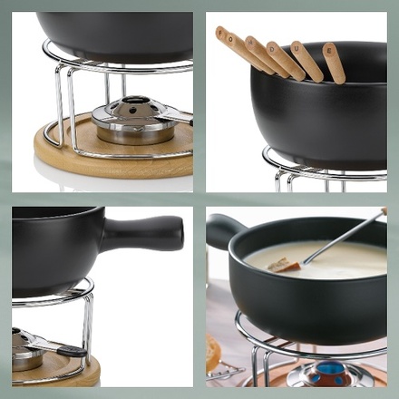 Sýrové fondue Kela KL-61306 NATURA  10-dílné keramika, nerez,  chróm, buk (4)