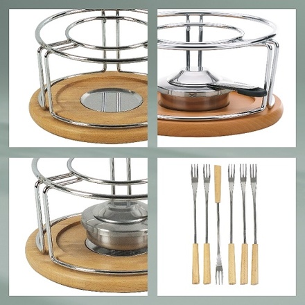 Sýrové fondue Kela KL-61306 NATURA  10-dílné keramika, nerez,  chróm, buk (5)