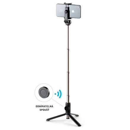 Selfie tyč Fixed Snap Lite s tripodem a bezdrátovou spouští - černá