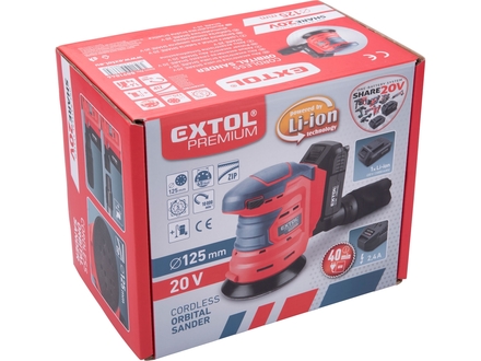 Aku excentrická bruska Extol Premium (8891846) SHARE20V, 125mm, 20V Li-ion, 2000mAh (6)
