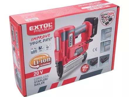 Aku hřebíkovačka/sponkovačka Extol Premium 8891861 SHARE20V, 20V Li-ion, bez baterie a nabíječky (11)
