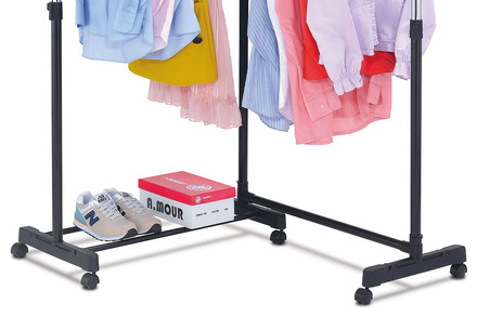 Stojan na šaty Autronic Stojan na šaty, černá barva,  kov / plast, chrom, otočný 360° (ABD-1215 BK) (2)