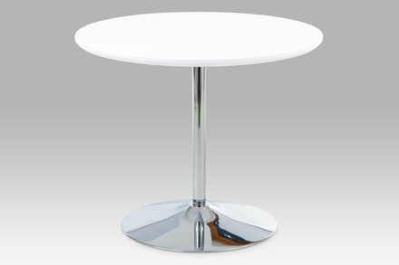 Moderní jídelní stůl Autronic Jídelní stůl pr. 90 cm, vys. lesk bílý / chrom (AT-1901 WT) (3xKarton) (16)