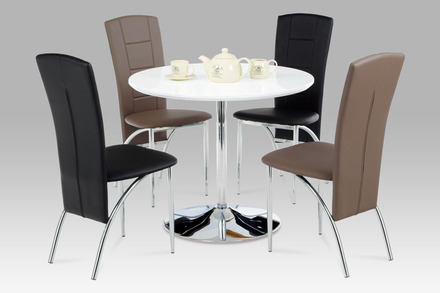 Moderní jídelní stůl Autronic Jídelní stůl pr. 90 cm, vys. lesk bílý / chrom (AT-1901 WT) (3xKarton) (9)