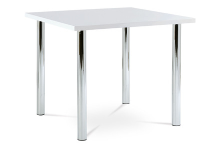 Moderní jídelní stůl Autronic Jídelní stůl 90x90 cm, chrom / vysoký lesk bílý (AT-1913B WT) (2xKarton)