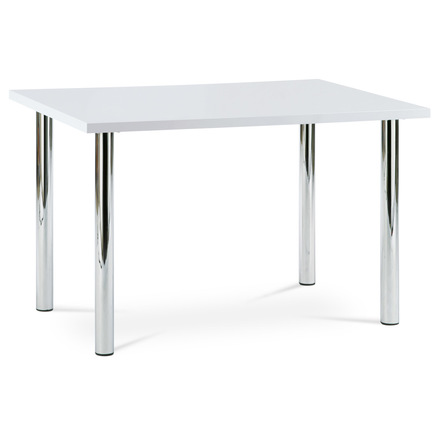 Moderní jídelní stůl Autronic Jídelní stůl 120x75 cm, chrom / vysoký lesk bílý (AT-1914B WT) (2xKarton)