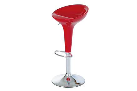 Barová židle Autronic Barová židle, červený plast, chromová podnož, výškově nastavitelná (AUB-9002 RED)