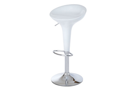 Barová židle Autronic Barová židle, bílý plast, chromová podnož, výškově nastavitelná (AUB-9002 WT)