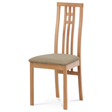 Dřevěná jídelní židle Autronic Jídelní židle, masiv buk, barva buk, látkový krémový potah (BC-2482 BUK3)