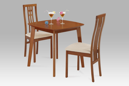 Dřevěná jídelní židle Autronic Jídelní židle, masiv buk, barva třešeň, látkový béžový potah (BC-2482 TR3) (5)