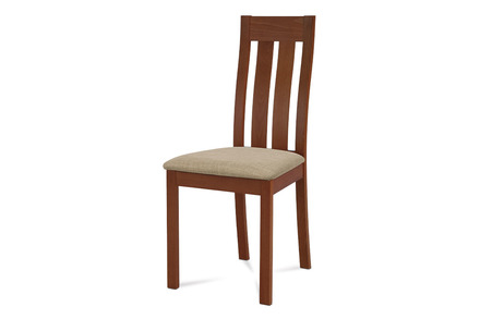 Dřevěná jídelní židle Autronic Jídelní židle, masiv buk, barva třešeň, látkový béžový potah (BC-2602 TR3)