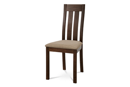 Dřevěná jídelní židle Autronic Jídelní židle, masiv buk, barva ořech, látkový béžový potah (BC-2602 WAL)