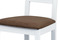 Dřevěná jídelní židle Autronic Jídelní židle, masiv buk, barva bílá, látkový hnědý potah (BC-2603 WT) (3)