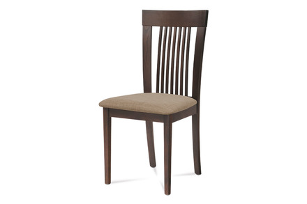 Dřevěná jídelní židle Autronic Jídelní židle, masiv buk, barva ořech, látkový béžový potah (BC-3940 WAL)
