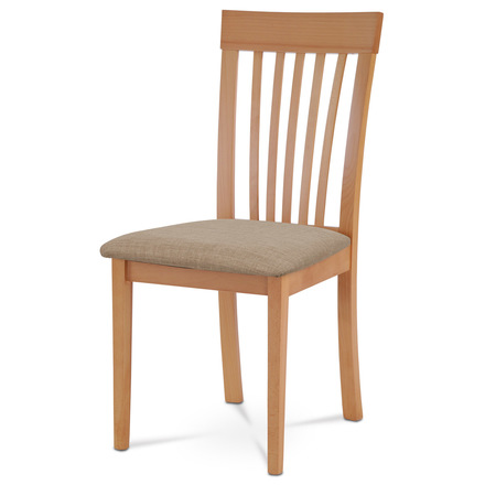 Dřevěná jídelní židle Autronic Jídelní židle, masiv buk, barva buk, látkový béžový potah (BC-3950 BUK3)