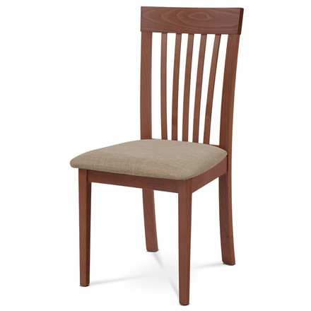 Dřevěná jídelní židle Autronic Jídelní židle, masiv buk, barva třešeň, látkový béžový potah (BC-3950 TR3)