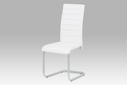 Moderní jídelní židle Autronic Jídelní židle, koženka bílá / šedý lak (DCL-102 WT)