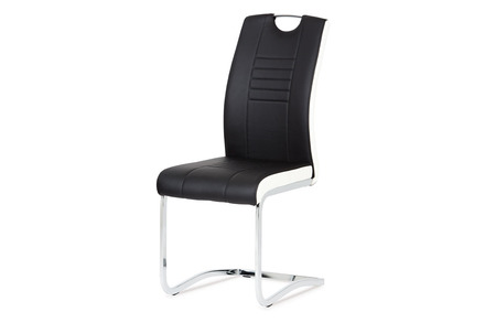 Moderní jídelní židle Autronic Jídelní židle chrom / koženka černá s bílými boky (DCL-406 BK)