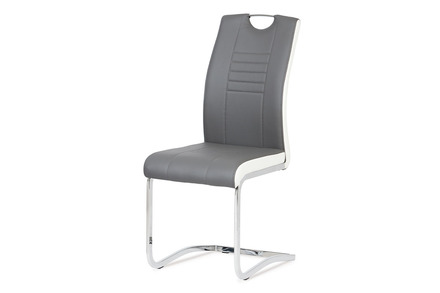 Moderní jídelní židle Autronic Jídelní židle chrom / koženka šedá s bílými boky (DCL-406 GREY)