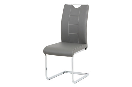 Moderní jídelní židle Autronic Jídelní židle šedá koženka / chrom (DCL-411 GREY)