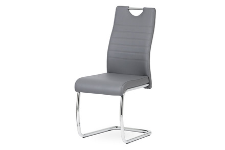 Moderní jídelní židle Autronic Jídelní židle koženka šedá / chrom (DCL-418 GREY)