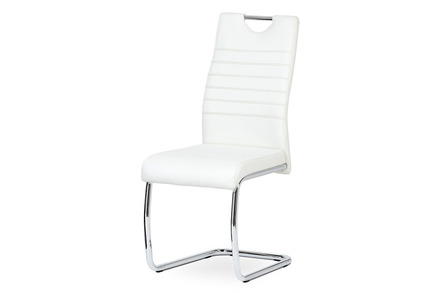 Moderní jídelní židle Autronic Jídelní židle koženka bílá / chrom (DCL-418 WT)
