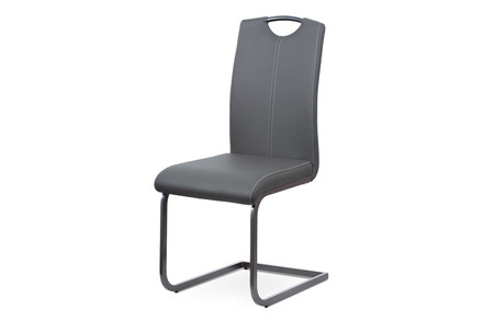 Moderní jídelní židle Autronic Jídelní židle, potah šedá ekokůže, kovová pohupová podnož, šedý lak (DCL-613 GREY)
