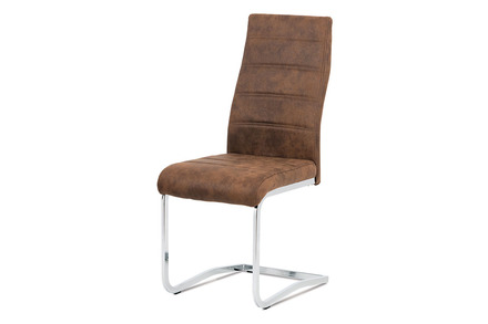 Moderní jídelní židle Autronic Jídelní židle, látka &quot;COWBOY&quot; hnědá, chrom (DCH-451 BR3)
