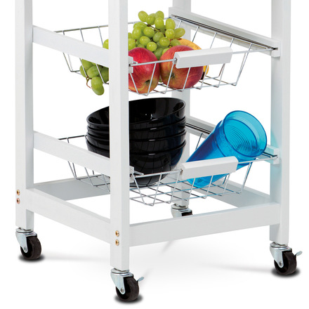 Regál Autronic Servírovací stolerk / regál na kolečkách s úložnými košíky, kostra MDF, vrchní deska bambus. (DR-043) (4)