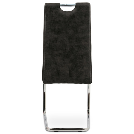 Moderní jídelní židle Autronic Jídelní židle - černá látka Cowboy v dekoru broušené kůže, kovová chromovaná podnož (HC-483 BK3) (2)