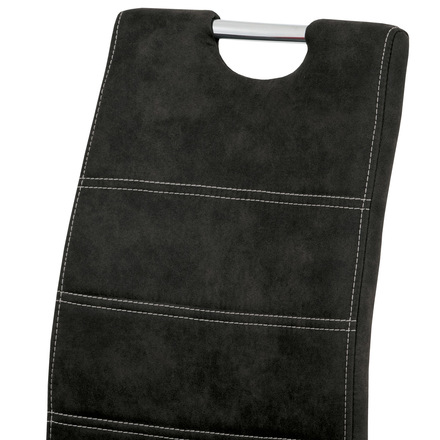 Moderní jídelní židle Autronic Jídelní židle - černá látka Cowboy v dekoru broušené kůže, kovová chromovaná podnož (HC-483 BK3) (3)