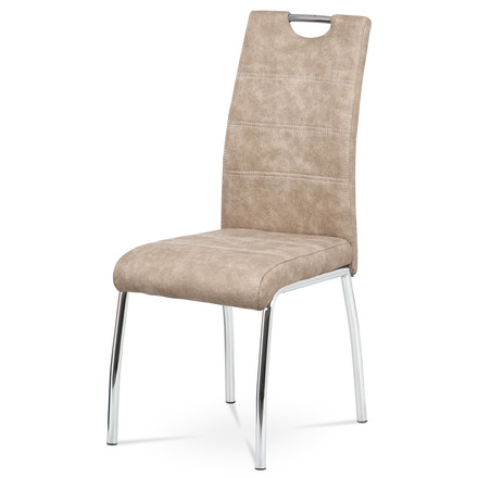 Moderní jídelní židle Autronic jídelní židle, látka krémová COWBOY / chrom (HC-486 CRM3)