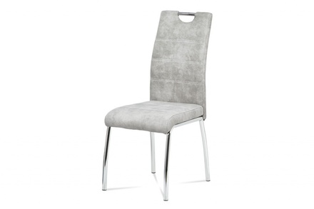 Moderní jídelní židle Autronic jídelní židle, látka stříbrná COWBOY / chrom (HC-486 SIL3)