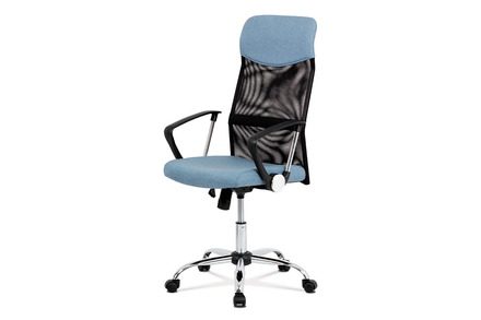 Kancelářská židle Autronic Kancelářská židle, houpací mech., modrá látka + černá MESH, kovový kříž (KA-E301 BLUE)