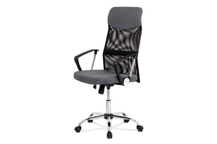 Kancelářská židle Autronic Kancelářská židle, houpací mech., šedá látka + černá MESH, kovový kříž (KA-E301 GREY)