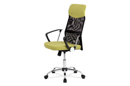 Kancelářská židle Autronic Kancelářská židle, houpací mech., zelená látka + černá MESH, kovový kříž (KA-E301 GRN)