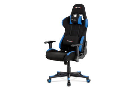 Kancelářská židle Autronic Kancelářská židle, modrá-černá látka, houpací mech, plastový kříž (KA-F02 BLUE)