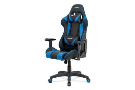 Kancelářská židle Autronic Kancelářská židle, modrá+černá ekokůže, houpací mech., plastový kříž (KA-F03 BLUE)