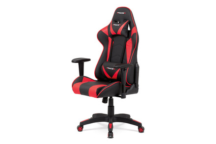 Kancelářská židle Autronic Kancelářská židle houpací mech., černá + červená koženka, plast. kříž (KA-F03 RED)