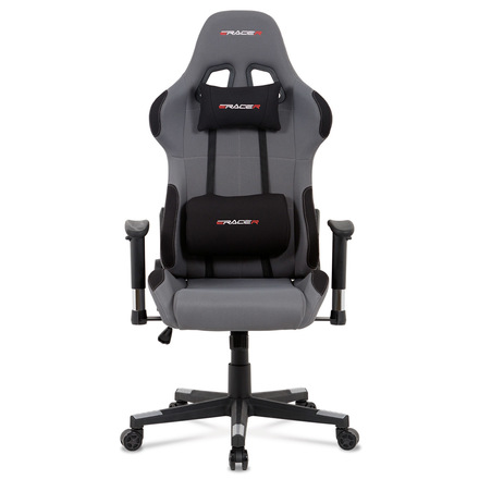 Kancelářská židle Autronic Kancelářská židle houpací mech., šedá + černá látka, plast. kříž (KA-F05 GREY) (1)