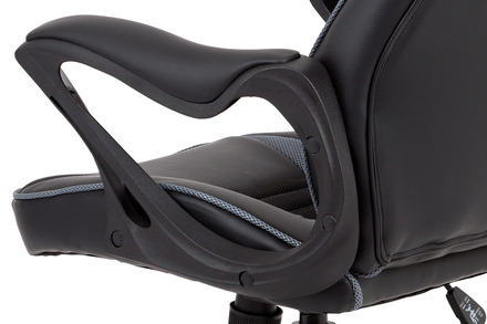 Kancelářská židle Autronic Kancelářská židle, černá ekokůže + šedá látka MESH, černý plastový kříž, houpací mechanismus (KA-G406 GREY) (9)