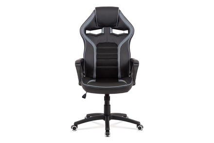 Kancelářská židle Autronic Kancelářská židle, černá ekokůže + šedá látka MESH, černý plastový kříž, houpací mechanismus (KA-G406 GREY) (5)