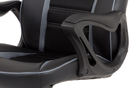 Kancelářská židle Autronic Kancelářská židle, černá ekokůže + šedá látka MESH, černý plastový kříž, houpací mechanismus (KA-G406 GREY) (7)