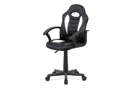 Kancelářská židle Autronic Kancelářská židle, bílá-černá ekokůže, výšk. nast., kříž plast černý (KA-V107 WT)