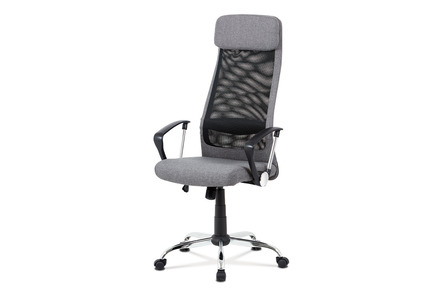 Kancelářská židle Autronic Kancelářská židle, šedá látka, černá MESH, houpací mech, kříž chrom (KA-V206 GREY)