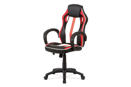 Kancelářská židle Autronic Kancelářská židle, červená-černá-bílá ekokůže+MESH, houpací mech, kříž plast černý (KA-V505 RED)