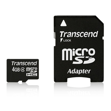 Paměťová karta Transcend MicroSDHC 4GB Class4 + adapter